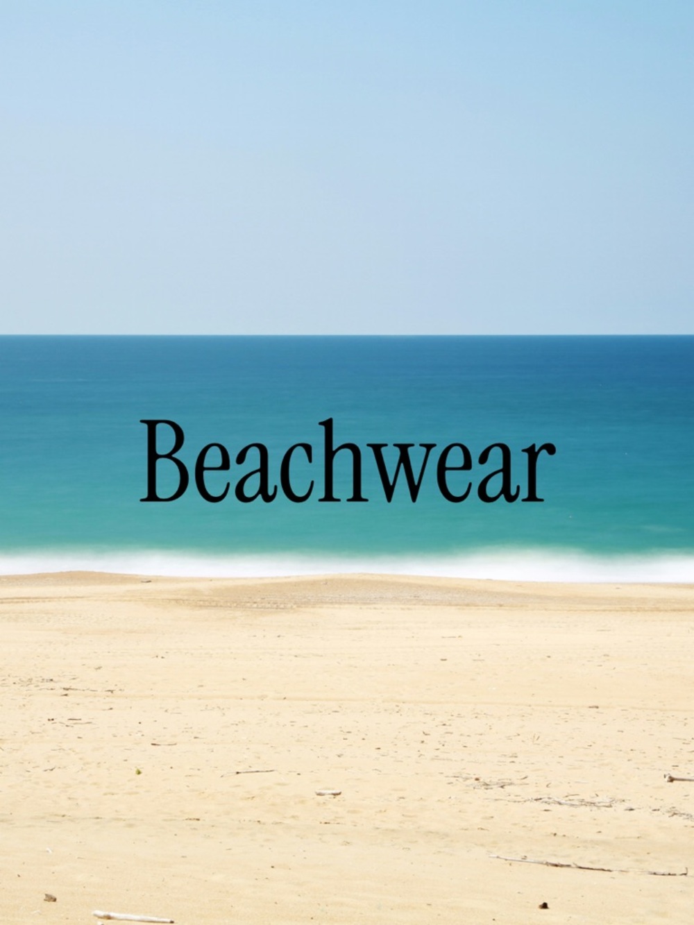 Beachwear Graphic Text Print - Teal & Sand Tones